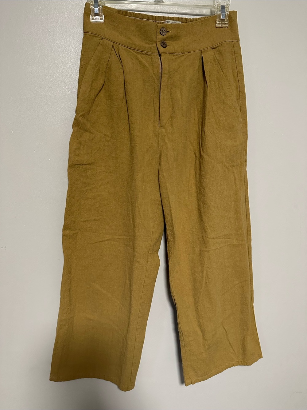 Polagram Women’s Pleated Wide-Leg Chinos in Mustard